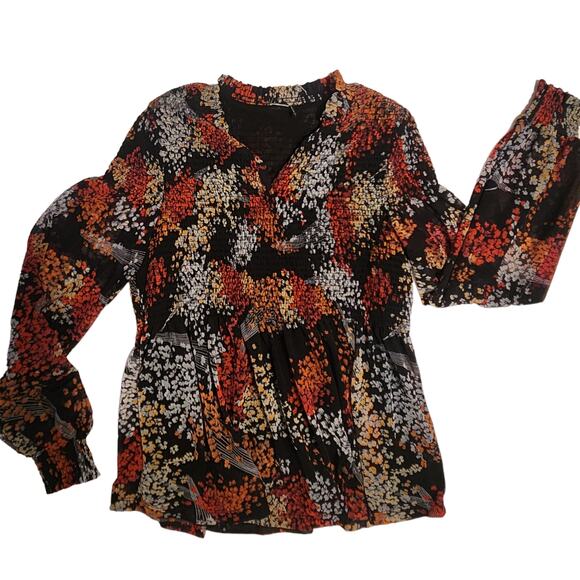 Anthropologie Akemi + Kin Andrea Smocked Floral Blouse Top, Puff Sleeves Small - Picture 12 of 14
